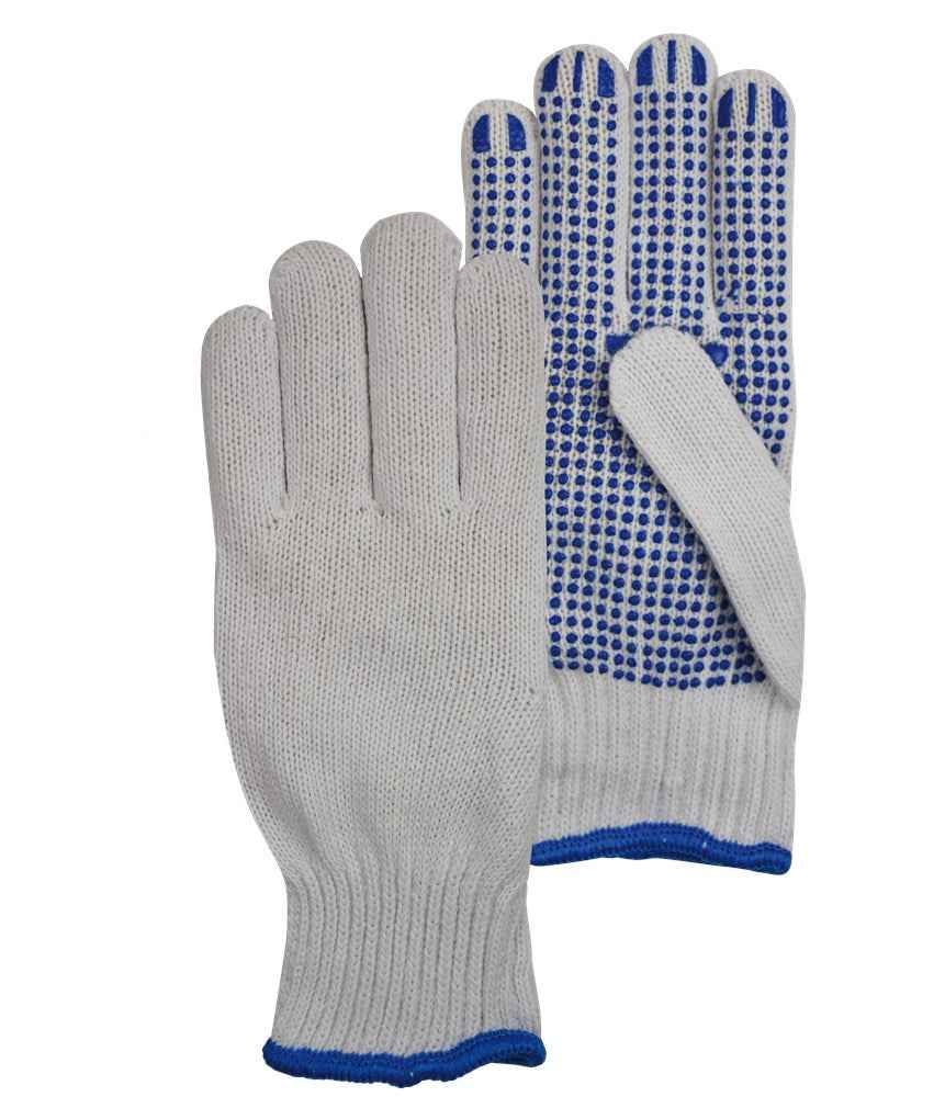 20-300 Rondgebreide Poly / Katoen Handschoen Met PVC Nopjes - Duopro.nl