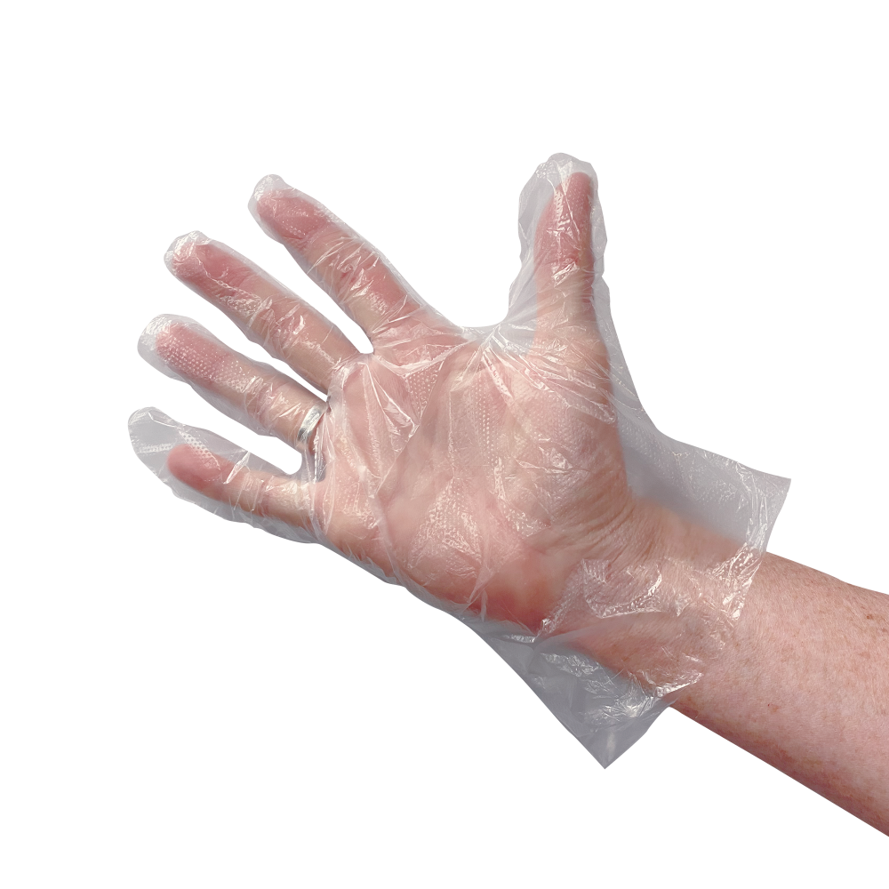 PE handschoen geruwd 30mu à 100 stuks