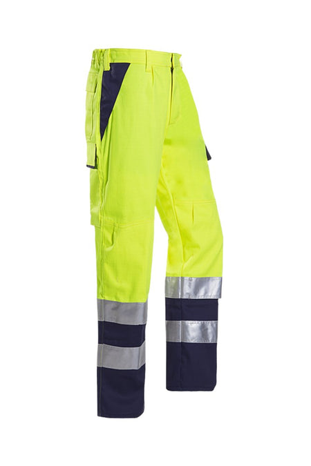 013V Broek Royan fluo geel/marine R60