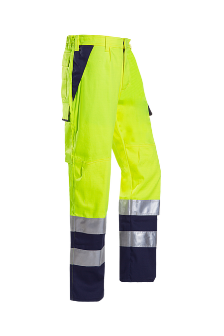 013V Broek Royan fluo geel/marine P58