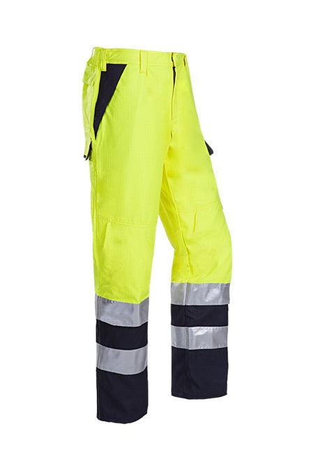022V Broek Matour fluo geel/marine R48