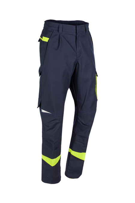 075V Broek Barcus z.blauw/fluo geel I56