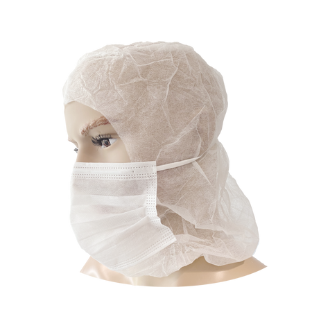 55-601 Disposable Astro Cap met mondmasker PP wit - Duopro.nl