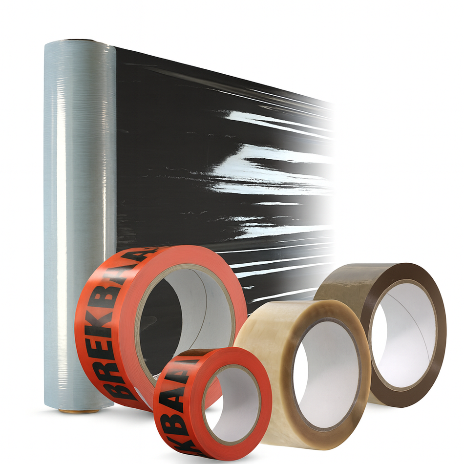 Verpakkingstape en palletwikkelfolie voor professioneel inpakken en verzenden
