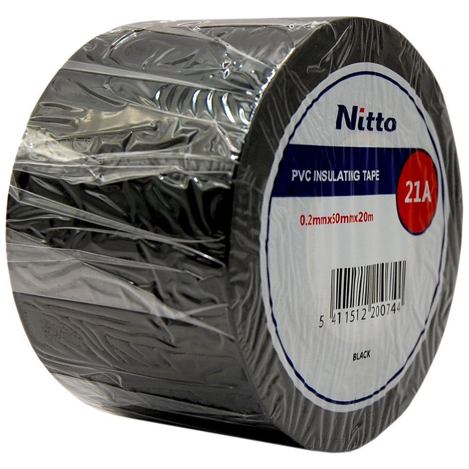 Nitto 21A PVC isolatietape (0.20mm) 50mm x 20 meter 4344 Zwart prijs € 3,38 (stuur ons een mail voor andere kleur)
