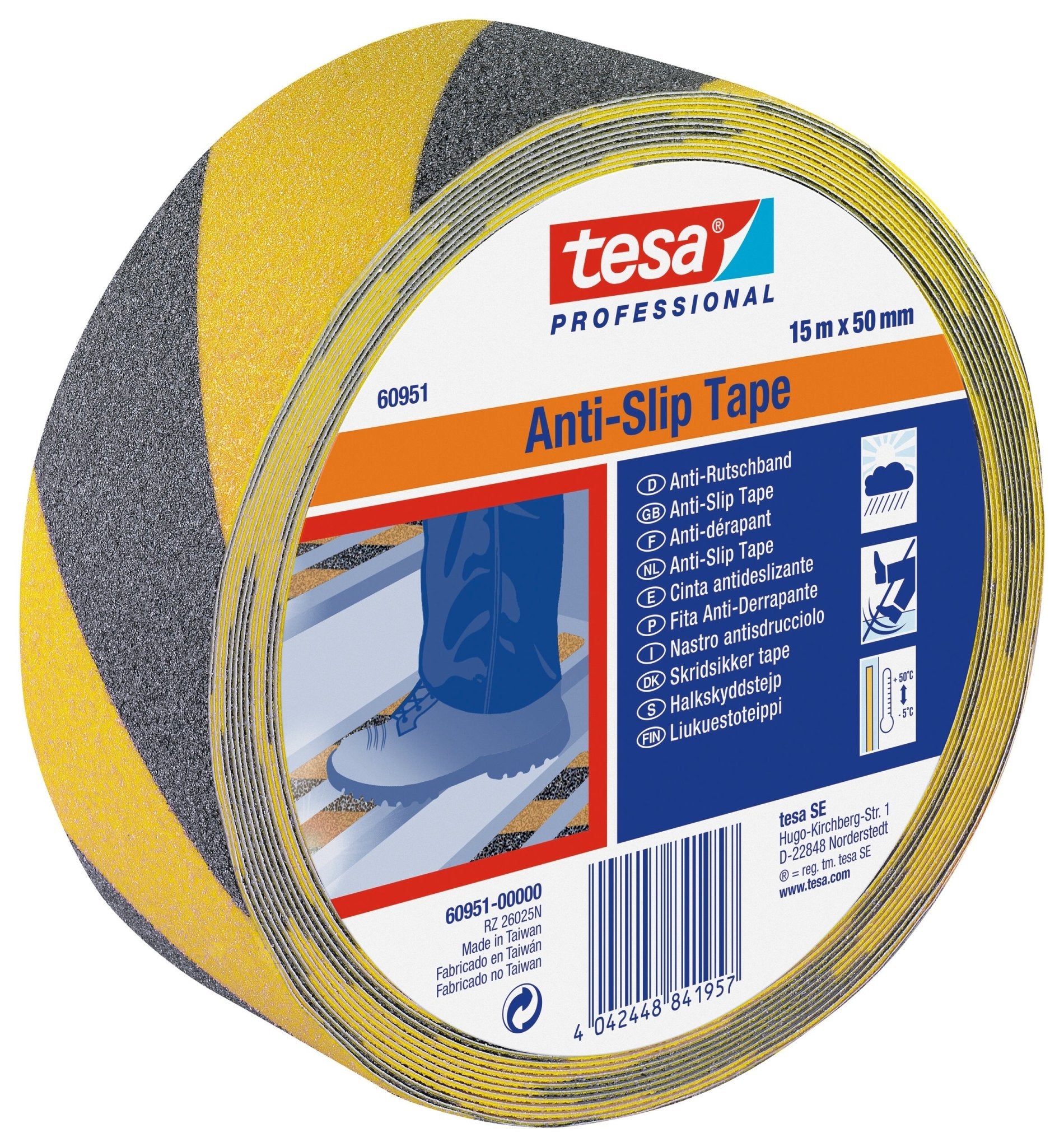 tesa® Professional 65538PRO tesa® 60951 Professionele antisliptape (zwart/geel) - Duopro.nl