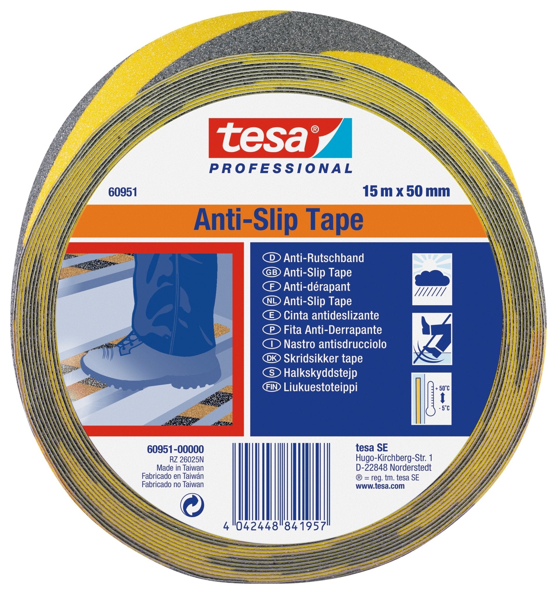 tesa® Professional 65538PRO tesa® 60951 Professionele antisliptape (zwart/geel) - Duopro.nl